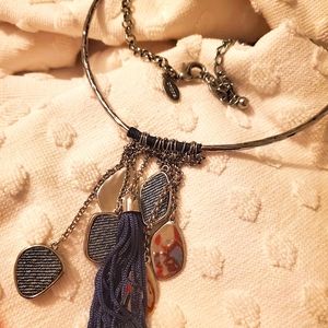 Chico's Half Circle Denim Necklace